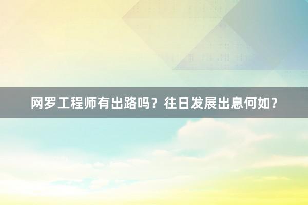 网罗工程师有出路吗？往日发展出息何如？