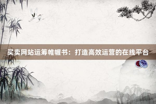 买卖网站运筹帷幄书：打造高效运营的在线平台